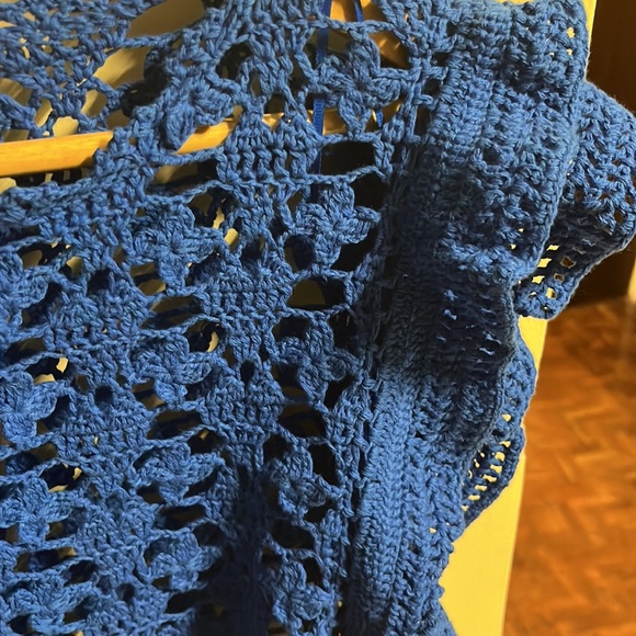 Zara Neon Blue Knit Top With Ruffles - Picture 3 of 3